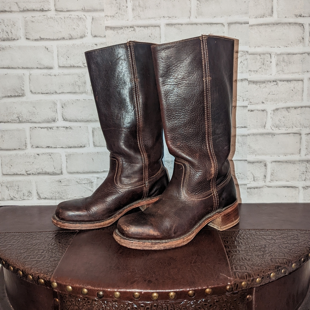 Vntg. Frye Campus Leather Boots Square Toe size 7.5